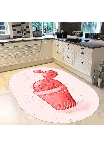 Dijital Baskılı Kaymaz Taban Yıkanabilir Oval Mutfak Halısı Yolluk, V-O-Mutfak-20-Kırmızı, fiyatları