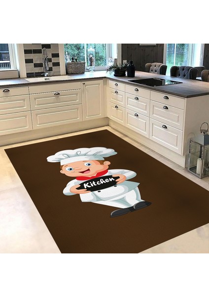 Dijital Baskılı Kaymaz Taban Yıkanabilir Mutfak Halısı Yolluk, V-Mutfak-05-Kahve, fiyatları