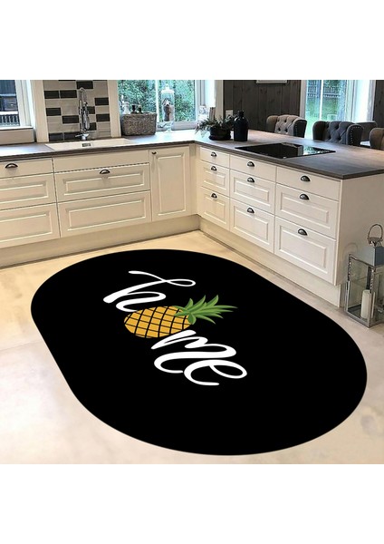 Dijital Baskılı Kaymaz Taban Yıkanabilir Oval Mutfak Halısı Yolluk, V-O-Mutfak-31-Siyah, fiyatları