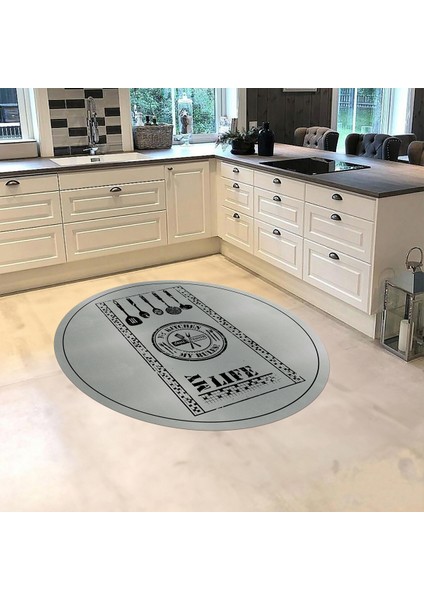 Dijital Baskılı Kaymaz Taban Yıkanabilir Yuvarlak Mutfak Halısı Yolluk, V-Y-Mutfak-50-Gri, fiyatları