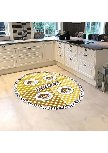 Dijital Baskılı Kaymaz Taban Yıkanabilir Yuvarlak Mutfak Halısı Yolluk, V-Y-Mutfak-36-Kahve, fiyatları