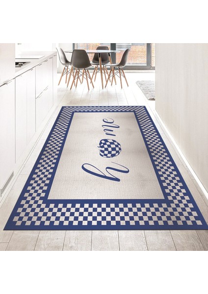 Dijital Baskılı Kaymaz Taban Yıkanabilir Mutfak Halısı Yolluk, V-Mutfak-12-Mavi,