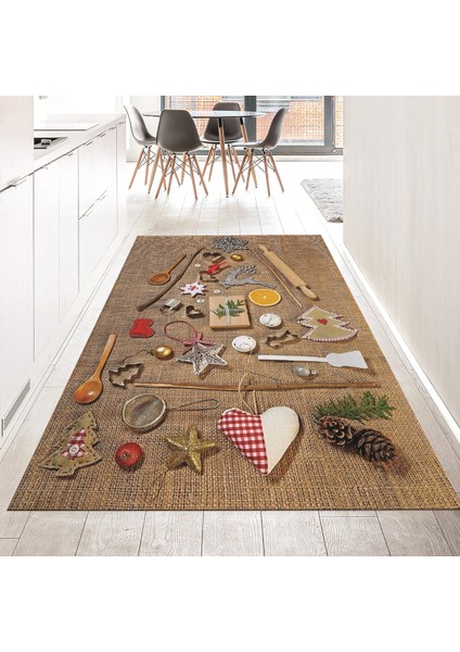Dijital Baskılı Kaymaz Taban Yıkanabilir Mutfak Halısı Yolluk, V-Mutfak-16-Renkli,