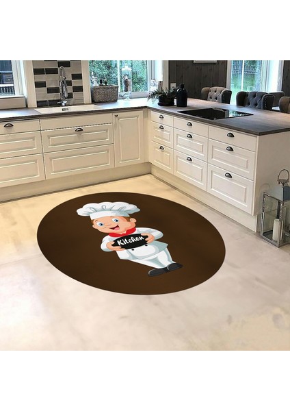 Dijital Baskılı Kaymaz Taban Yıkanabilir Yuvarlak Mutfak Halısı Yolluk, V-Y-Mutfak-05-Kahve, fiyatları