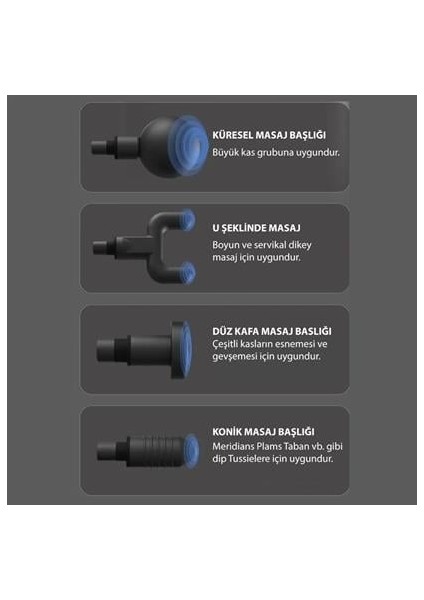 Buffer&reg; Type C Şarjlı Masaj Aleti 4 Farklı Masaj Başlıklı Darbeli Titreşimli Mini Masaj Tabancası