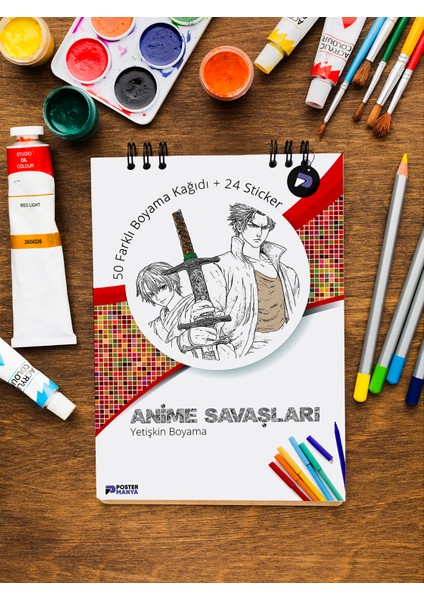 Anime Savaşları Manga Yetişkin Boyama Kitabı, Anime Mandala Boyama Kitabı, Boyama Defteri, Sayfaları