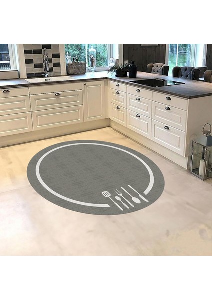 Dijital Baskılı Kaymaz Taban Yıkanabilir Yuvarlak Mutfak Halısı Yolluk, V-Y-Mutfak-06-Gri, fiyatları