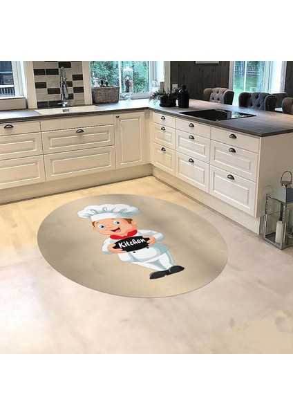 Dijital Baskılı Kaymaz Taban Yıkanabilir Yuvarlak Mutfak Halısı Yolluk, V-Y-Mutfak-05-Krem, fiyatları
