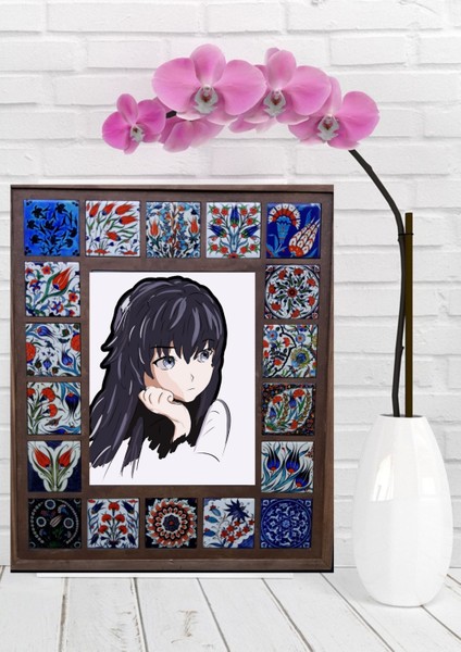Çini Desenli 18 Parça Karo Çerçeveli Ahşap Dekoratif Ayna,6 Farklı Model ve Renk Seçeneği Ile...