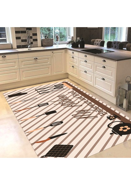 Dijital Baskılı Kaymaz Taban Yıkanabilir Mutfak Halısı Yolluk, V-Mutfak-32-Kahve, fiyatları