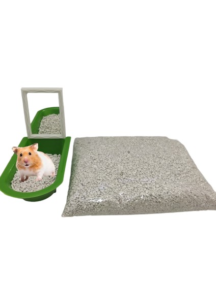 Aynalı Hamster Tuvaleti Hamster Tuvaleti Kumu Yeşil Renk