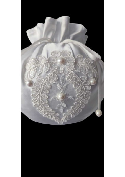 Gelin Takı Kesesi, Gelin Çantası,kırık Beyaz Dantelli,düğün,nişan,doğum Günü,çanta,kese