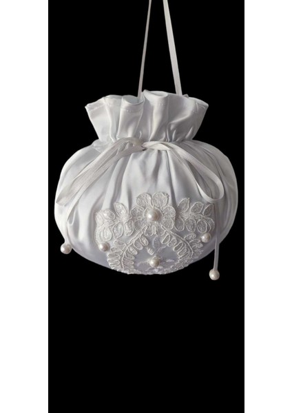 Gelin Takı Kesesi, Gelin Çantası,kırık Beyaz Dantelli,düğün,nişan,doğum Günü,çanta,kese fırsatları