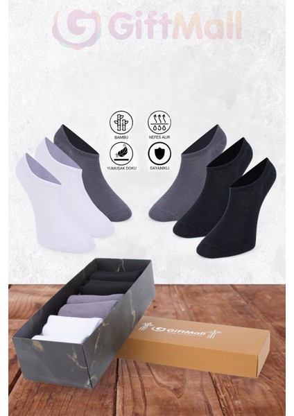Bambu Kadın Sneaker Görünmez Çorap Dikişsiz Kutulu 6'lı