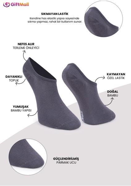 Bambu Kadın Sneaker Görünmez Çorap Dikişsiz Kutulu 6'lı fiyatları