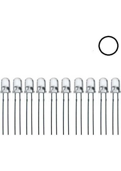 5mm Flaşörlü (Yanıp Sönen)Beyaz LED Paketi - 50 Adet