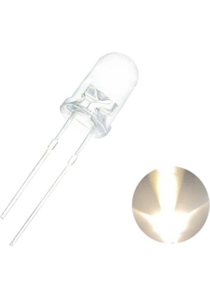 5mm Flaşörlü (Yanıp Sönen)Beyaz LED Paketi - 50 Adet