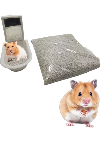 Hamster Tuvalet Kabı + 500 gr Tuvalet Kumu Seti Beyaz