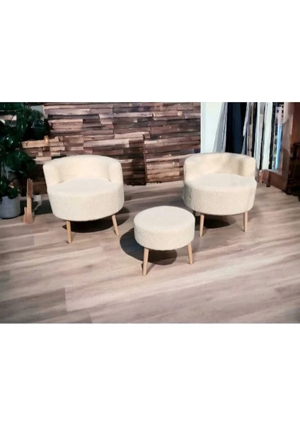 Çay Seti Ikili Koltuk Berjer ve Puf Takımı (Salon, Balkon, Ofis) 3 Lü Takım