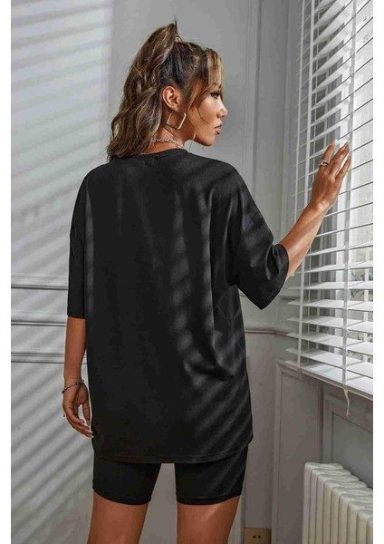 Wellness Baskılı Soft Kısa Kollu Şortlu Alt Üst Takımı Siyah modelleri