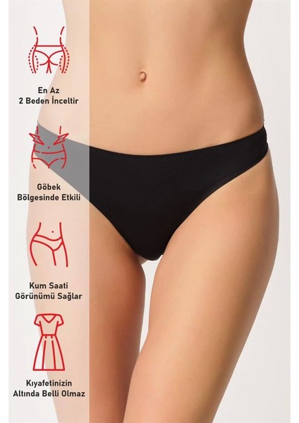 Siyah Emay 2802 Yapıştırma Lazer Kesim String Külot