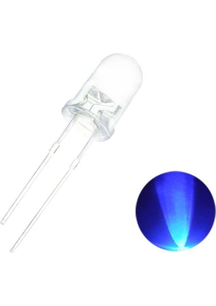 5mm Şeffaf Mavi LED Paketi - 50 Adet