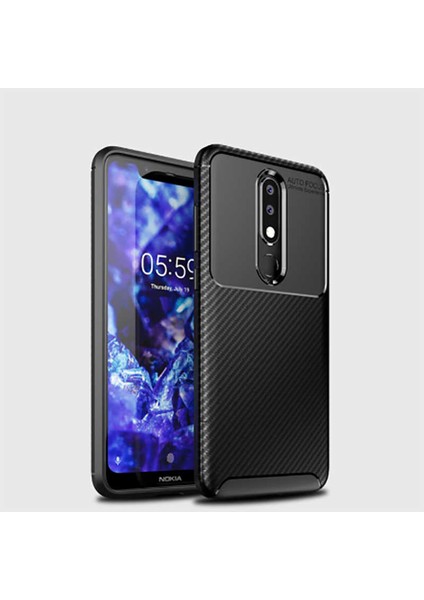 Nokia 5.1 Plus Uyumlu Kılıf Karbon Dizayn Special Seri