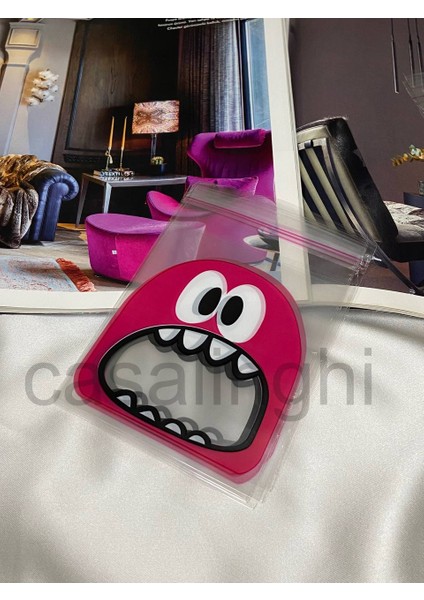 Pembe Canavar Desenli Kendinden Yapışkanlı Jelatin Poşet 10X15 cm (Kapak Dahil)- 25 Adet