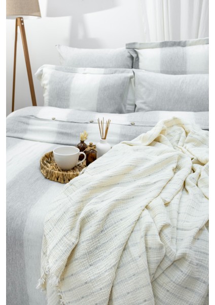 Timeless 7 Parça Müslin Pikeli Nevresim Takımı - Gri modelleri