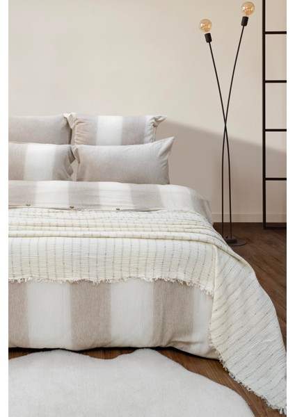 Timeless 7 Parça Müslin Pikeli Poplin Nevresim Takımı - Pudra modelleri