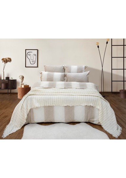 Timeless 7 Parça Müslin Pikeli Poplin Nevresim Takımı - Pudra fırsatları