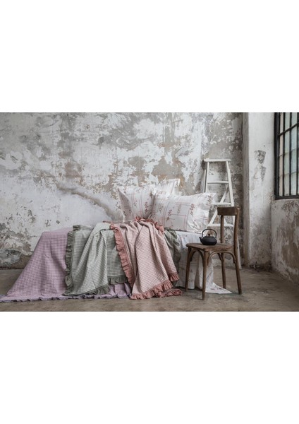 Monica Pamuklu 4 Parça Baskılı Pike Takımı - Yeşil