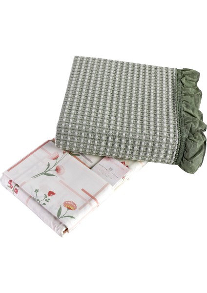 Monica Pamuklu 4 Parça Baskılı Pike Takımı - Yeşil fiyatları