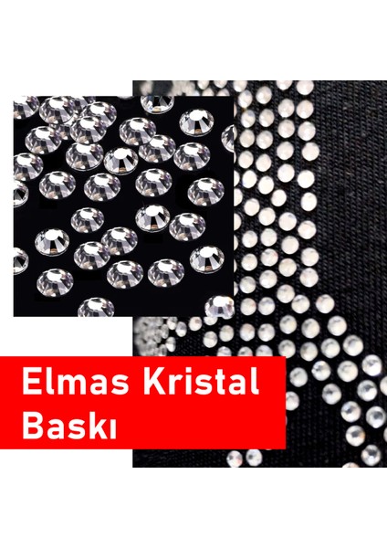 Crea Eymer Wear Atatürk Kristal Taş Baskılı Kırmızı Tişört