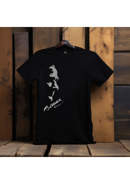 Atatürk Kristal Taş Baskılı Siyah Tişört fiyatları