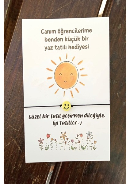 10 Adet Yaz Tatili Emoji Bileklik Hediye - Kuşe Kartlı - Okul Hediyesi - Şans Bilekliği