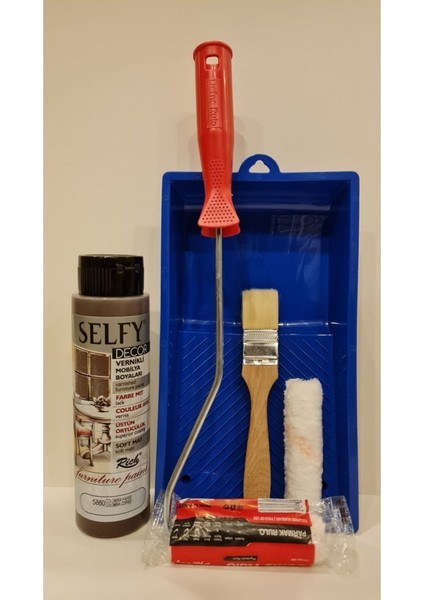 Selfy Decor 500 cc (750 Gr) Kahverengi Colombıa Kendinden Vernikli Dolap Boyama Seti