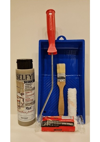Selfy Decor 500 cc (750 Gr) Vizon Kendinden Vernikli Dolap Boyama Seti
