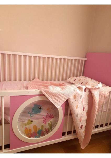 Waffle Pike ve Bulut Desenli Müslin Bebek Battaniyesi Yastık Kılıfı