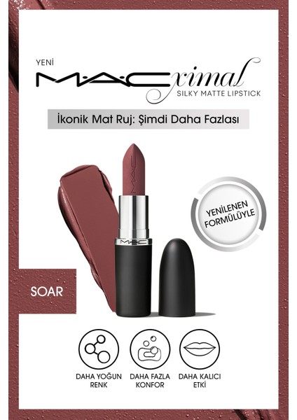 M·A·CXIMAL Silky Matte Lipstick Nemlendirme Etkili Yoğun Renk Sağlayan Ruj - Soar