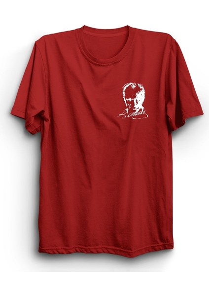 Mustafa Kemal Atatürk, Imzalı Portre Logo, Beyaz Baskılı, Pamuk Tişört