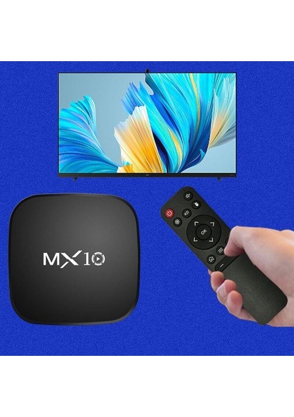4K Android 11 Smart Tv Box + Stick Wifi Akıllı Tv Kutusu ve Kumandası Medya Oynatıcı MX10 Box