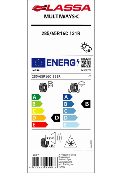 285/65 R16C 131R Multıways Dört Mevsim Lastiği (Üretim Yılı: 2024)
