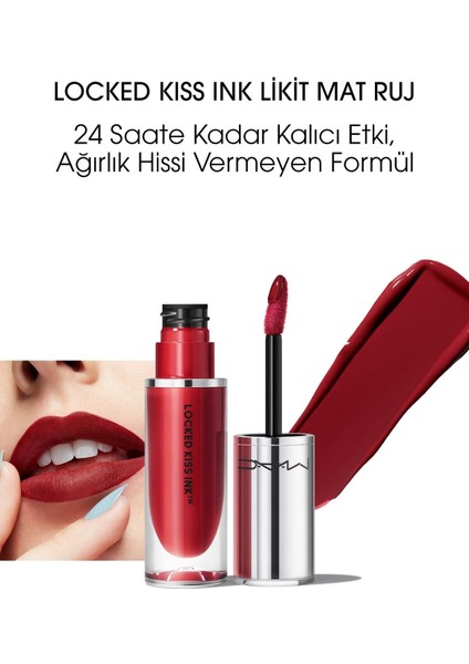 Locked Kiss Ink 24 Saate Kadar Kalıcı Suya Dayanıklı Likit Mat Ruj - Poncy - 4ml - 773602646159-