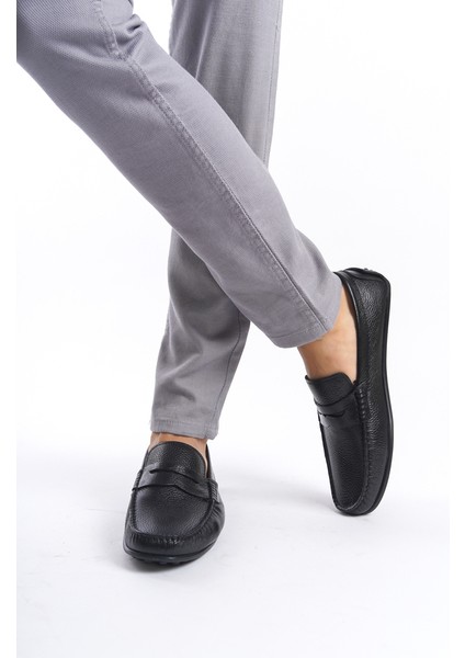 MBABD274-S Erkek Hakiki Deri Siyah Loafer
