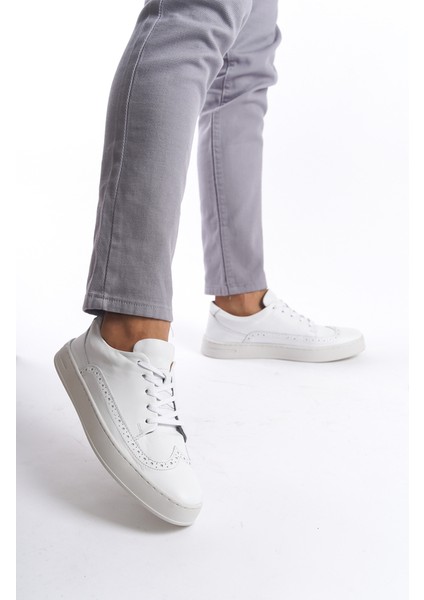 Erkek Deri Spor Ayakkabı & Sneaker BEYAZ-MBKRY013-B