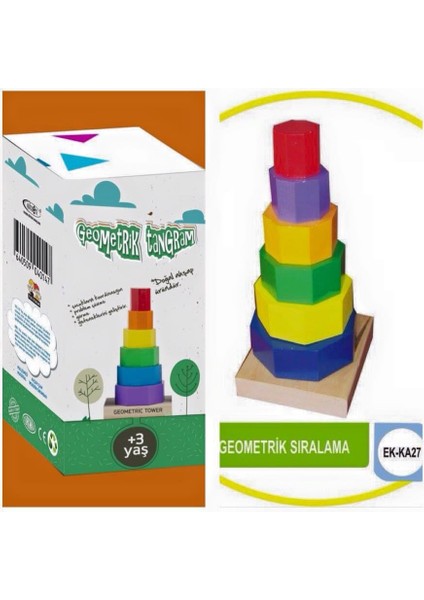 Ahşap Kule Prizma Kavram Oyuncak Geometrik Şekil Halka Sıralama fırsatları