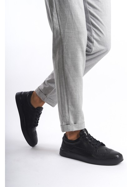 Erkek Deri Spor Ayakkabı & Sneaker Siyah -MBKRYT015-S