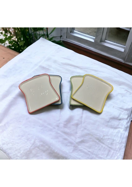 Silkut Home Seramik Tost Ekmeği Tabak 12'li Set