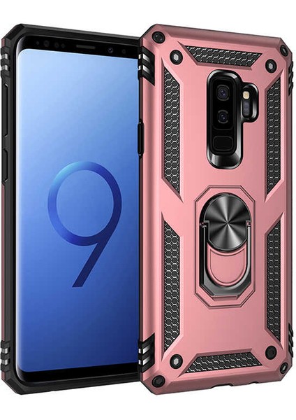 Samsung Galaxy S9 Plus Kılıf Vega Tank Standlı Yüzüklü Mıknatıslı Bronz